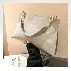 Gray Faux Leather Bag
